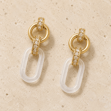 The Vanilla Bean Link Drops — Gold Plated Ivory Link Drop Earrings by House of Zena, close-up detail