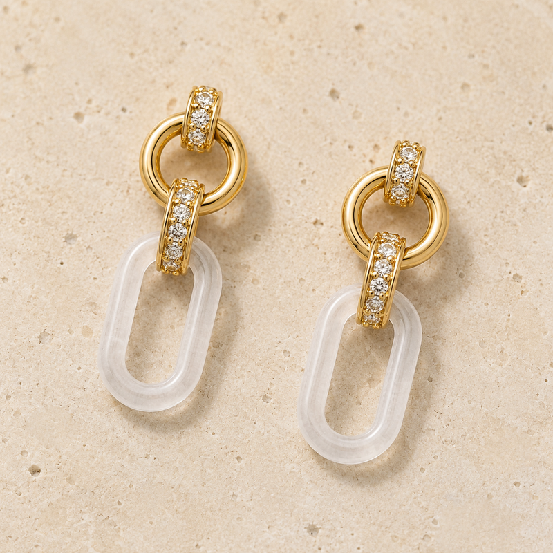 Ivory Link Drop Earrings