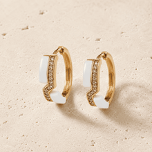 The Oyster Pearl Crescent Hoops — Gold Plated Pearl Curve Hoop Earrings by House of Zena, side angle