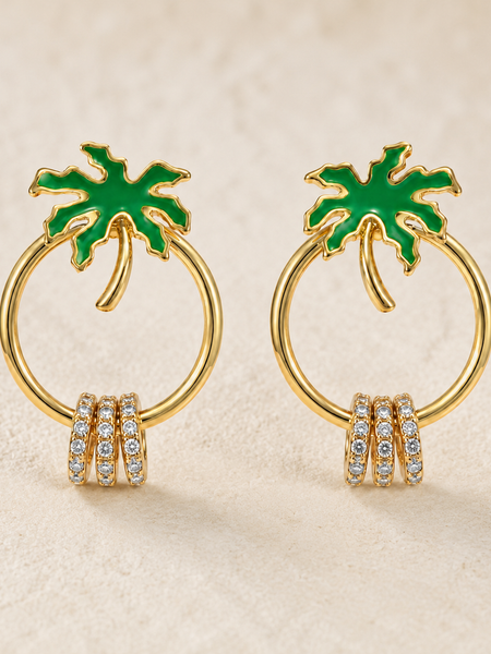 Palm Aura Crystal Hoops