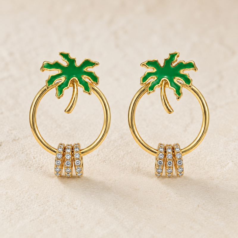 Palm Aura Crystal Hoops