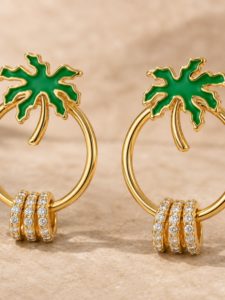 Palm Aura Crystal Hoops