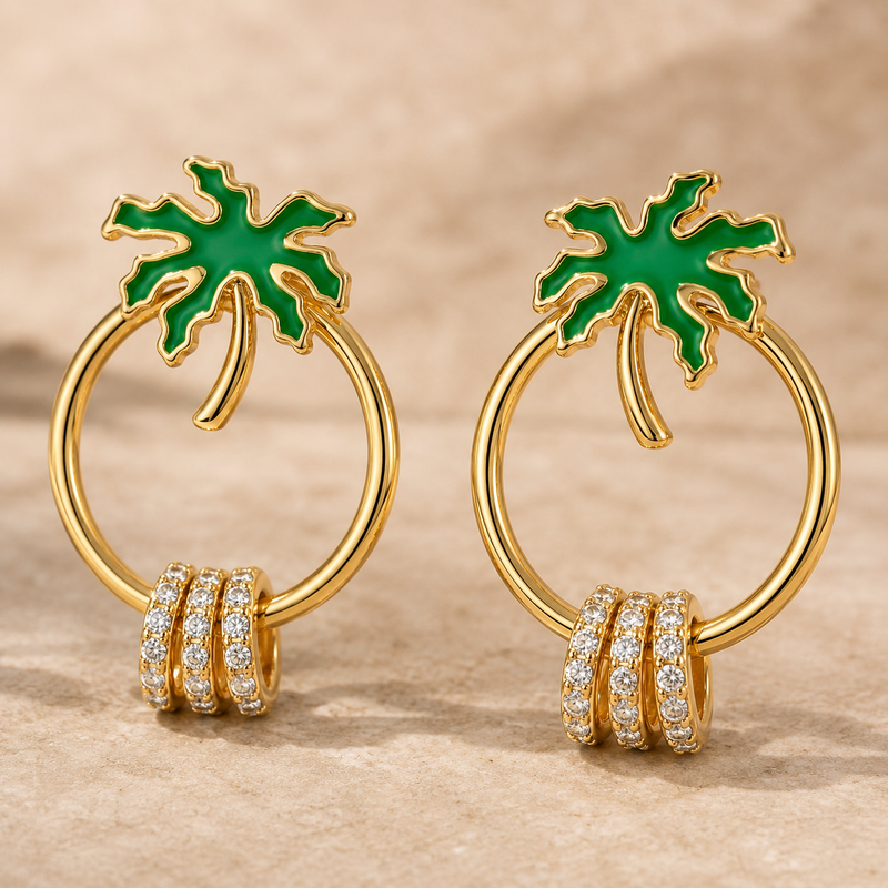 Palm Aura Crystal Hoops