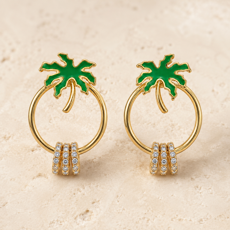 Palm Aura Crystal Hoops