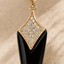 The Dark Chocolate Prism Drops — Gold Plated Prism Drop Earrings by House of Zena, close-up detail