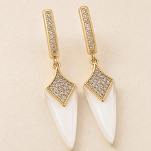 The Coconut Milk Prism Drops — Gold Plated Ivory Prism Drop Earrings by House of Zena, close-up detail