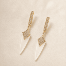 The Coconut Milk Prism Drops — Gold Plated Ivory Prism Drop Earrings by House of Zena, side angle