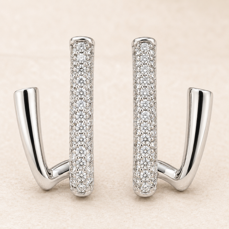 Dual Curve Pavé Hoops