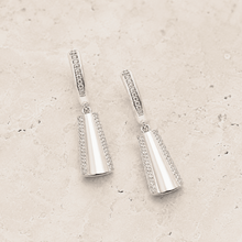 The Midnight Aperitivo Prism Drops — Silver-Tone Prism Drop Earrings by House of Zena, close-up detail