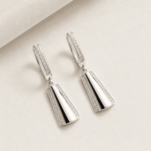 The Midnight Aperitivo Prism Drops — Silver-Tone Prism Drop Earrings by House of Zena, styled on model