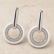 The Floating Orbit Sphere Drops — Silver-Tone Halo Orbit Earrings by House of Zena, side angle