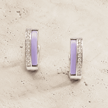 The Wild Grape Edge Hoops — Silver-Tone Violet Edge Hoop Earrings by House of Zena, side angle
