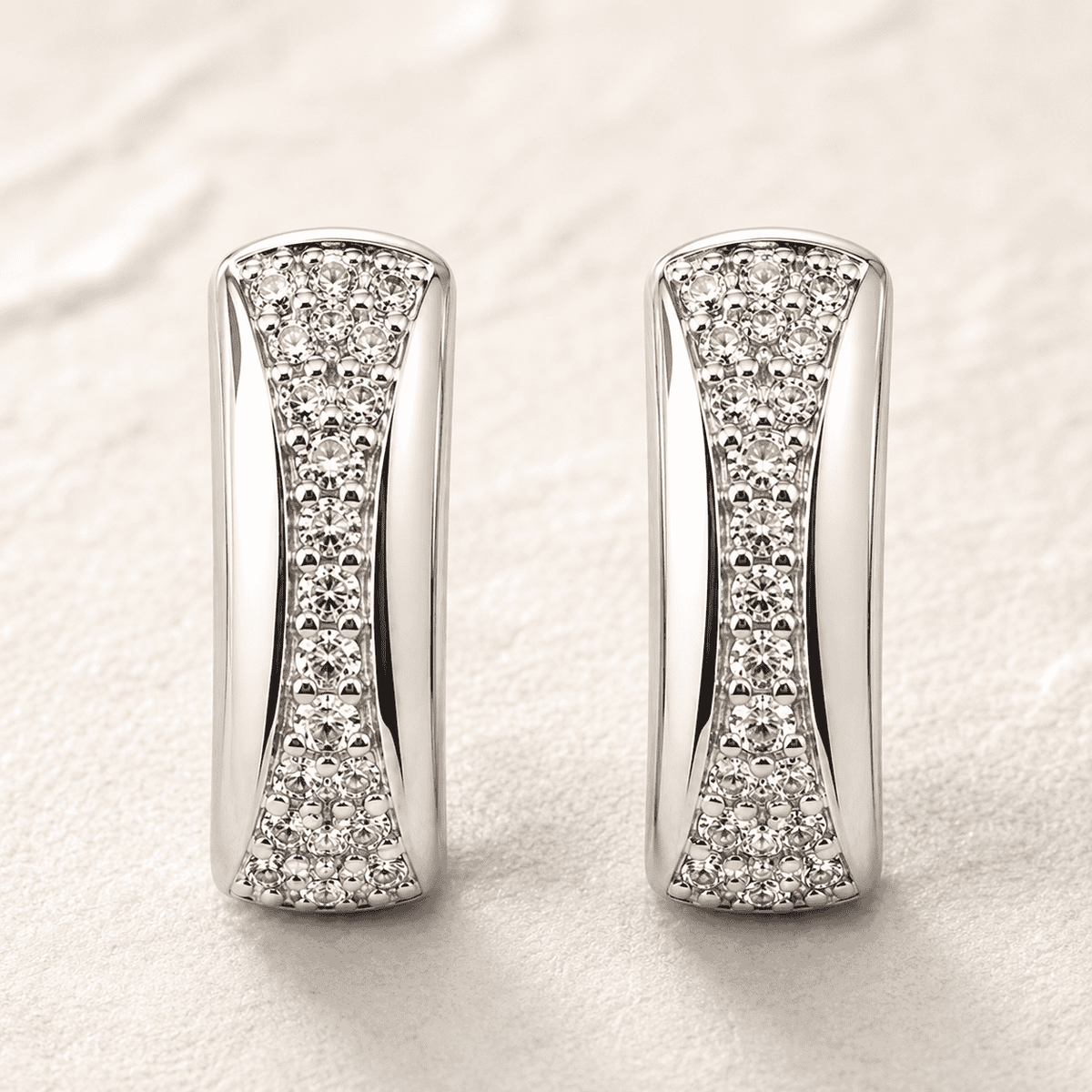 The Fortune Cookie Studs — Silver-Tone Curve Stud Earrings by House of Zena, close-up detail