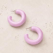 The Bubblegum Pop Hoops — Gold Plated Blush Pop Hoop Earrings by House of Zena, close-up detail