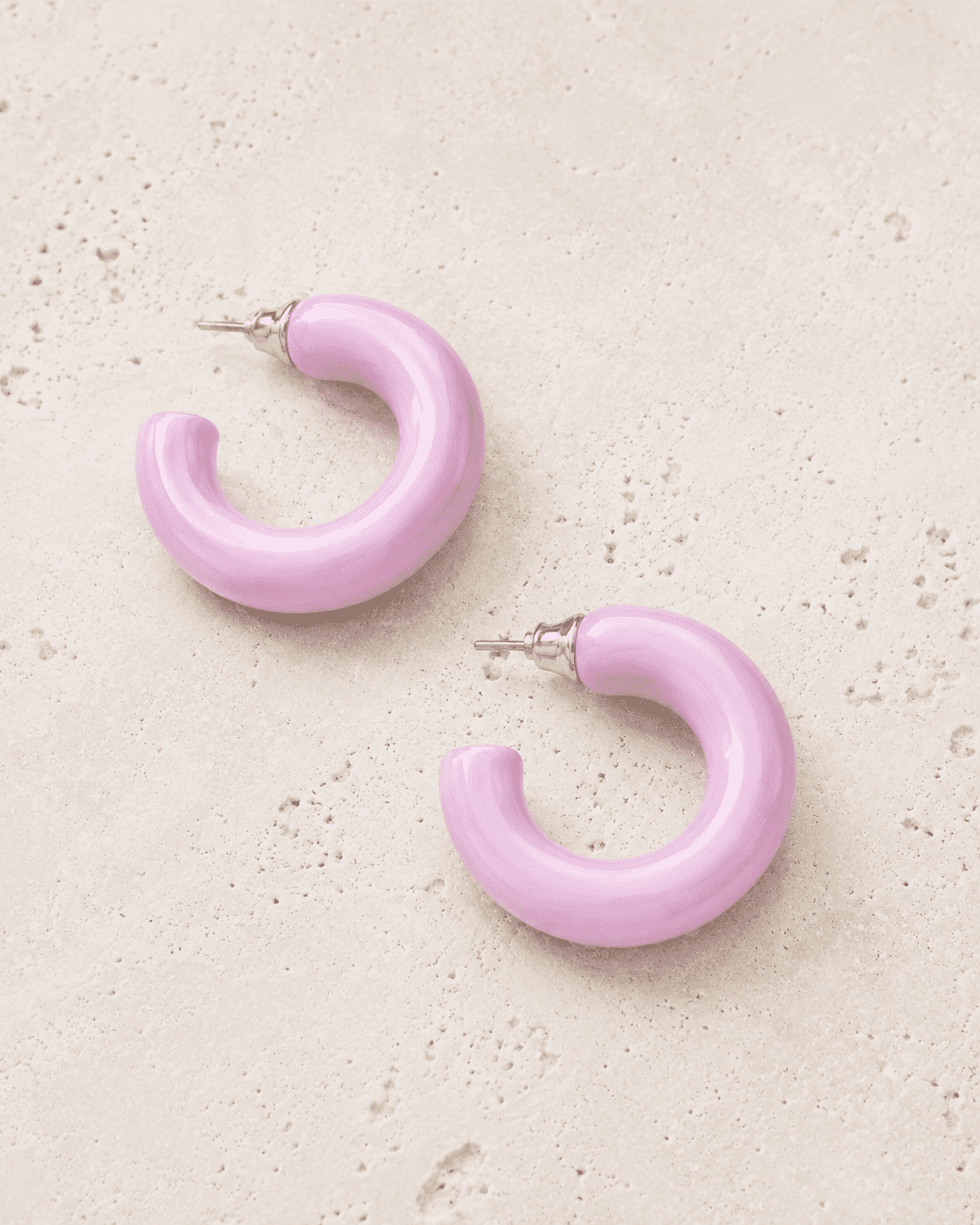 The Bubblegum Pop Hoops — Gold Plated Blush Pop Hoop Earrings by House of Zena, close-up detail