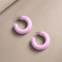 The Bubblegum Pop Hoops — Gold Plated Blush Pop Hoop Earrings by House of Zena, side angle