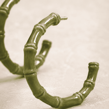 The Olive Martini Bamboo Hoops — Gold Plated Olive Bamboo Hoop Earrings by House of Zena, side angle