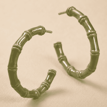 The Olive Martini Bamboo Hoops — Gold Plated Olive Bamboo Hoop Earrings by House of Zena, close-up detail