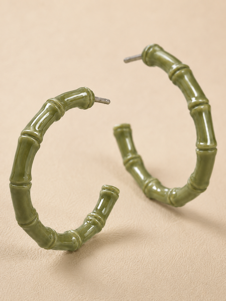 Olive Bamboo Hoops