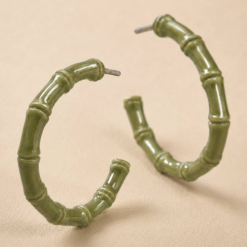 Olive Bamboo Hoops