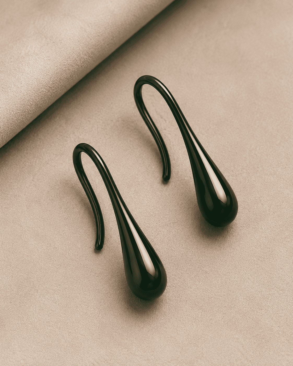 The Green Apple Mini Huggies — Gold Plated Emerald Drop Huggie Earrings by House of Zena, side angle