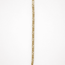 The Spartan Key Link Chain — Gold Plated Astera Greek Link Bracelet by House of Zena, worn on model