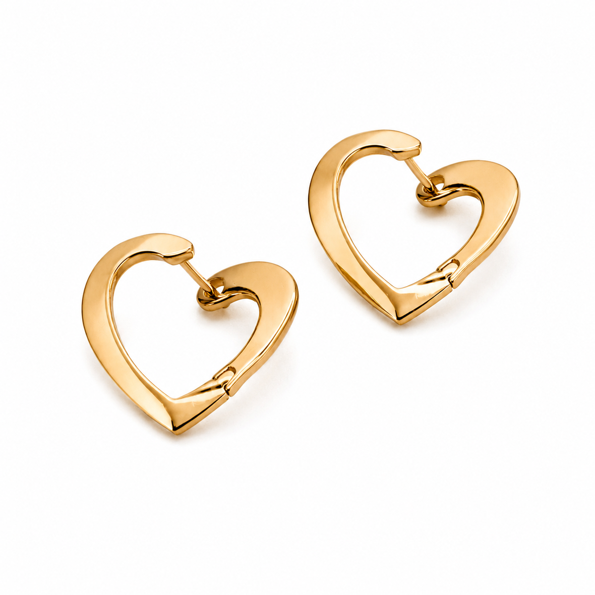 The Sweetheart Candy Hoops — Gold Plated Heart Hoop Earrings by House of Zena, side angle