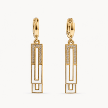 The Great Gatsby Prism Drops — Gold Plated Geo Drop Earrings by House of Zena, side angle