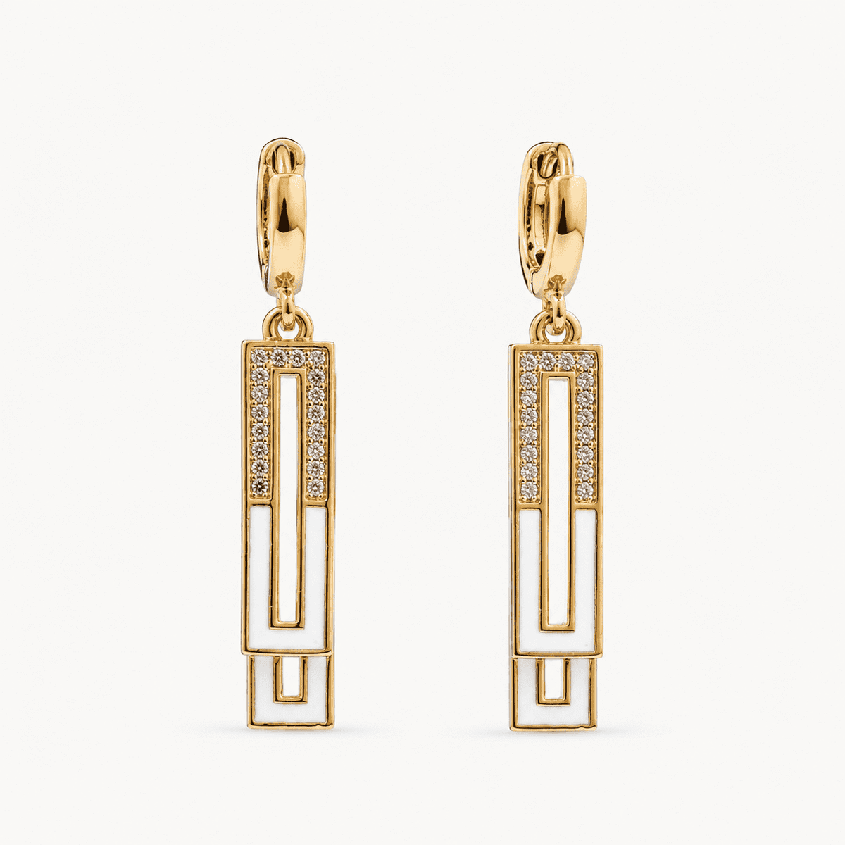The Great Gatsby Prism Drops — Gold Plated Geo Drop Earrings by House of Zena, side angle
