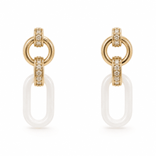 The Vanilla Bean Link Drops — Gold Plated Ivory Link Drop Earrings by House of Zena, flat lay
