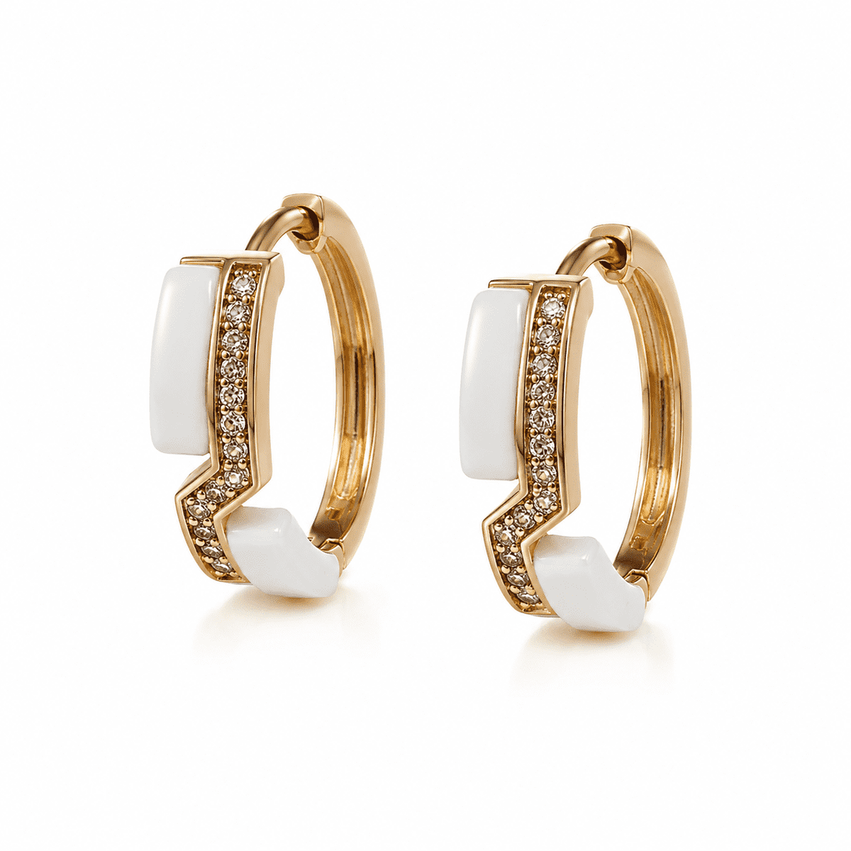 The Oyster Pearl Crescent Hoops — Gold Plated Pearl Curve Hoop Earrings by House of Zena, flat lay