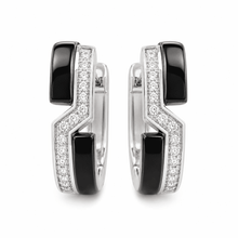 The Black Sesame Crescent Hoops — Silver-Tone Curve Hoop Earrings by House of Zena, flat lay