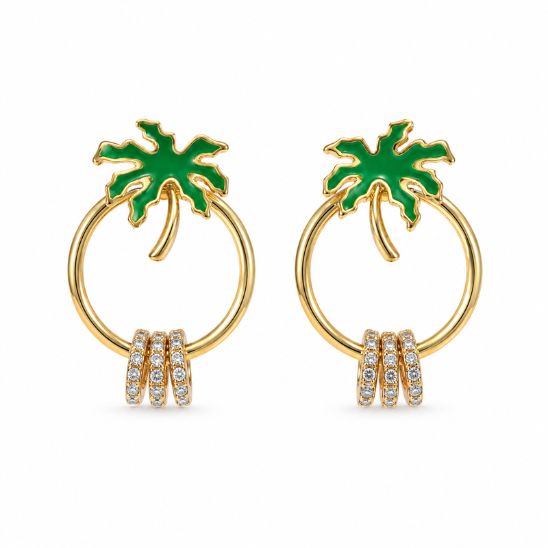 Palm Aura Crystal Hoops