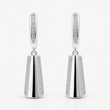 The Midnight Aperitivo Prism Drops — Silver-Tone Prism Drop Earrings by House of Zena, worn on model