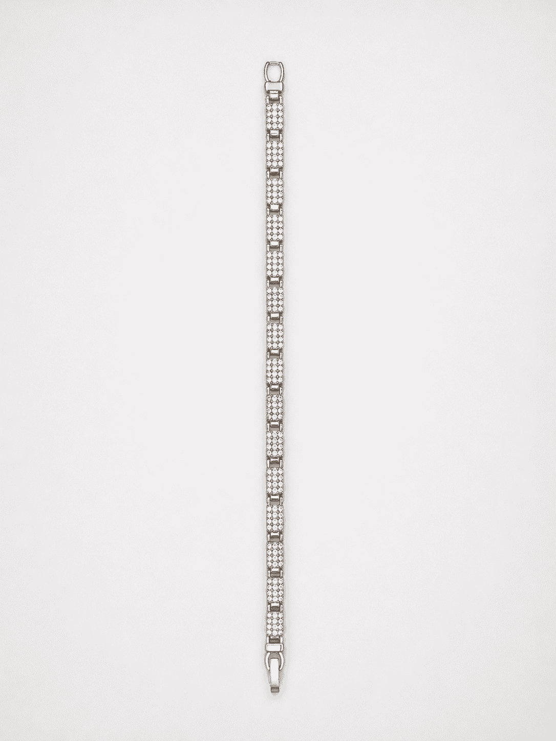 The Yacht Club Anchor Bracelet — Silver-Tone Pavé Link Bracelet by House of Zena, styled on model