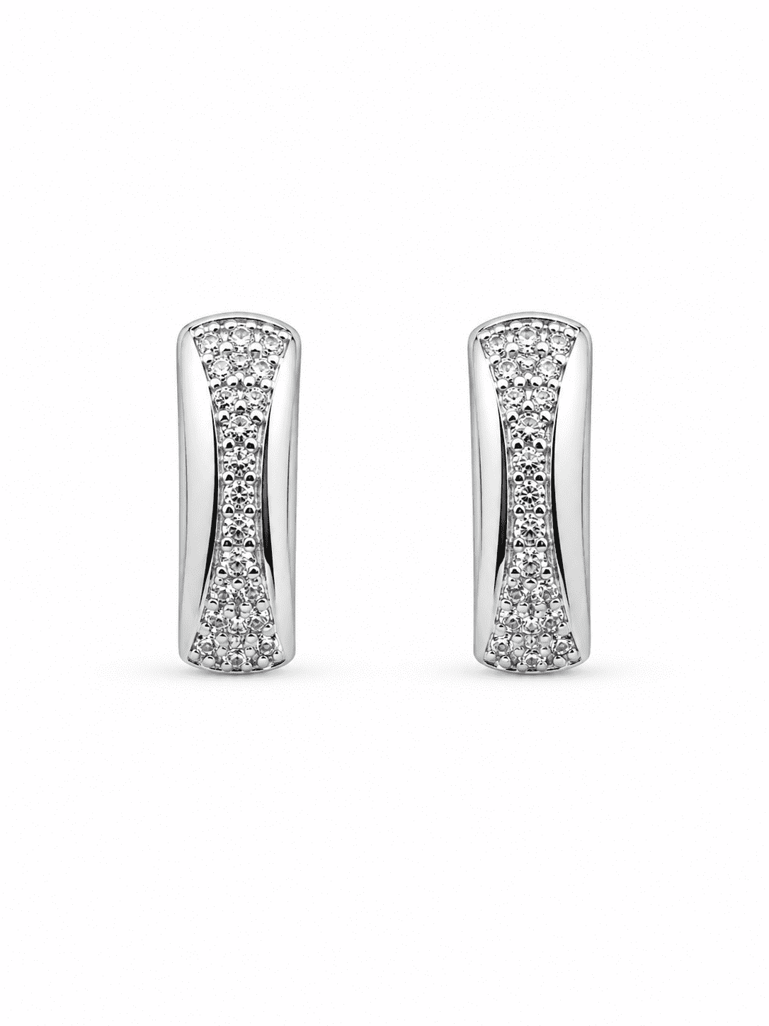 The Fortune Cookie Studs — Silver-Tone Curve Stud Earrings by House of Zena, flat lay