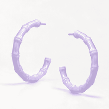 The Taro Milk Bamboo Hoops — Gold Plated Lavender Bamboo Hoop Earrings by House of Zena, side angle