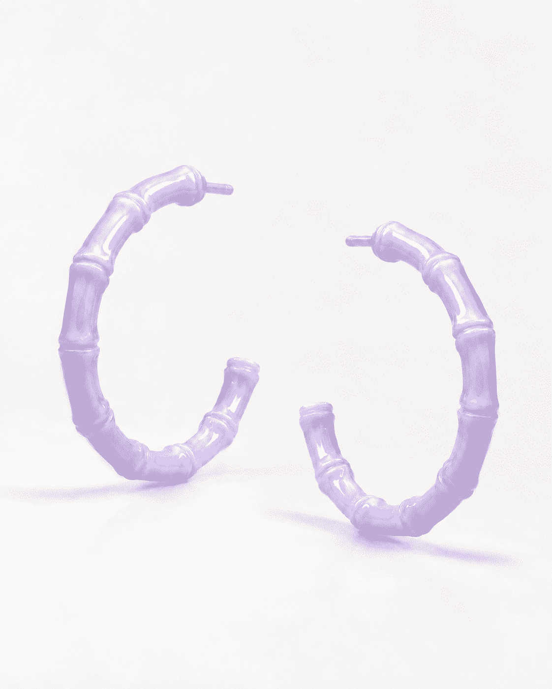 The Taro Milk Bamboo Hoops — Gold Plated Lavender Bamboo Hoop Earrings by House of Zena, side angle
