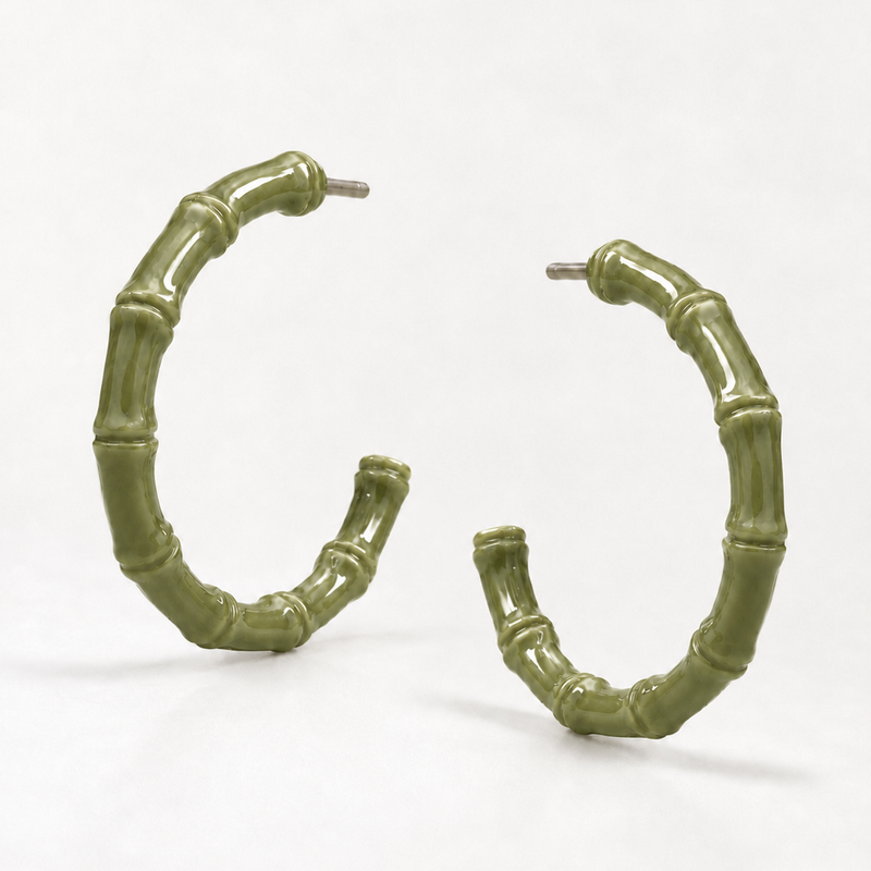 Olive Bamboo Hoops