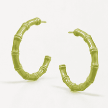 The Matcha Latte Bamboo Hoops — Gold Plated Matcha Bamboo Hoop Earrings by House of Zena, side angle