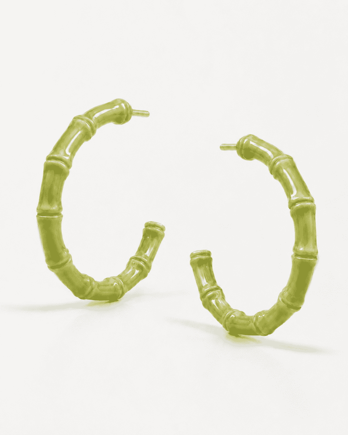 The Matcha Latte Bamboo Hoops — Gold Plated Matcha Bamboo Hoop Earrings by House of Zena, side angle