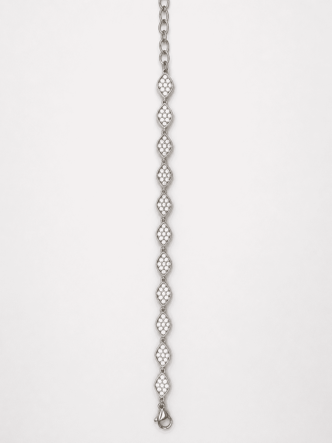 The Olive Branch Charm Bracelet — Silver-Tone Elaria Marquise Charm Bracelet by House of Zena, worn on model