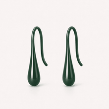 The Green Apple Mini Huggies — Gold Plated Emerald Drop Huggie Earrings by House of Zena, flat lay