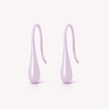 The Wild Lavender Mini Huggies — Gold Plated Lilac Drop Huggie Earrings by House of Zena, flat lay