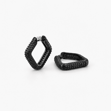 The Espresso Smoke Prism Hoops — Gold Plated Midnight Prism Hoop Earrings by House of Zena, front view