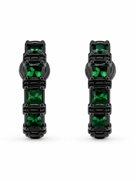 Emerald Noir Hoops