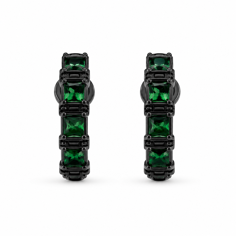 Emerald Noir Hoops