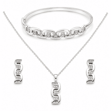 The "Boardroom Boss" 3-Piece Power Set — Silver-Tone Link 3-Piece Jewellery Set by House of Zena, stacked styling