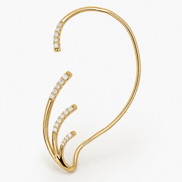 The High Tide Slip-On Cuff — Gold Plated Wave Ear Cuff by House of Zena, front view — Anti-Tarnish Waterproof Jewellery | House of Zena