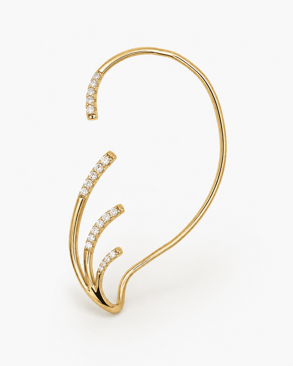The High Tide Slip-On Cuff — Gold Plated Wave Ear Cuff by House of Zena, front view